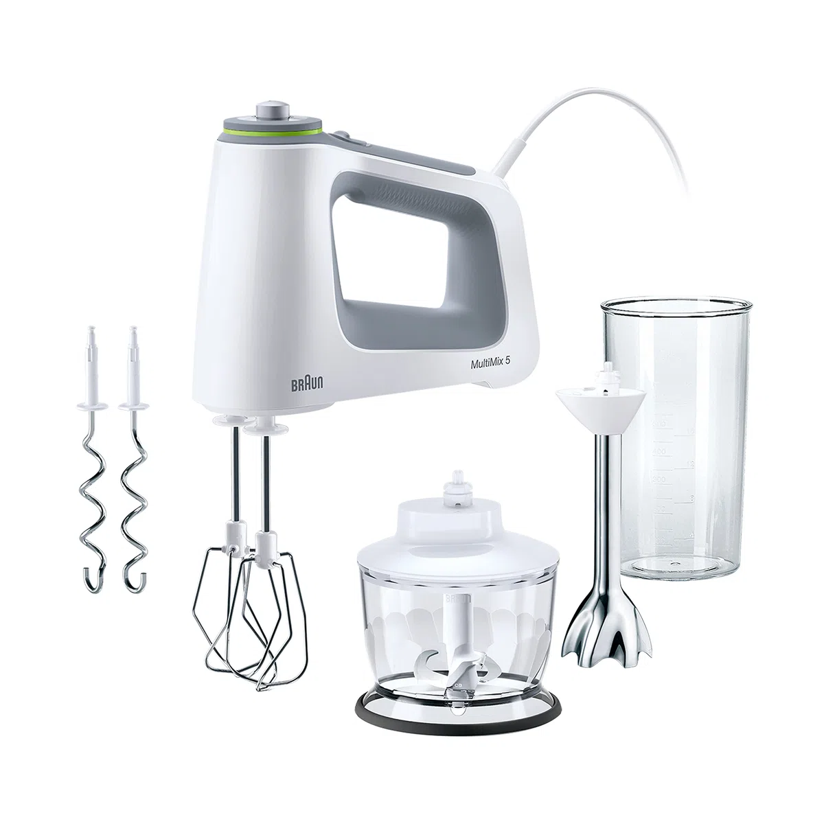 Braun HM5137WH Batteur avec Fouet/Pétrin amovibles Blanc/Gris 750 W