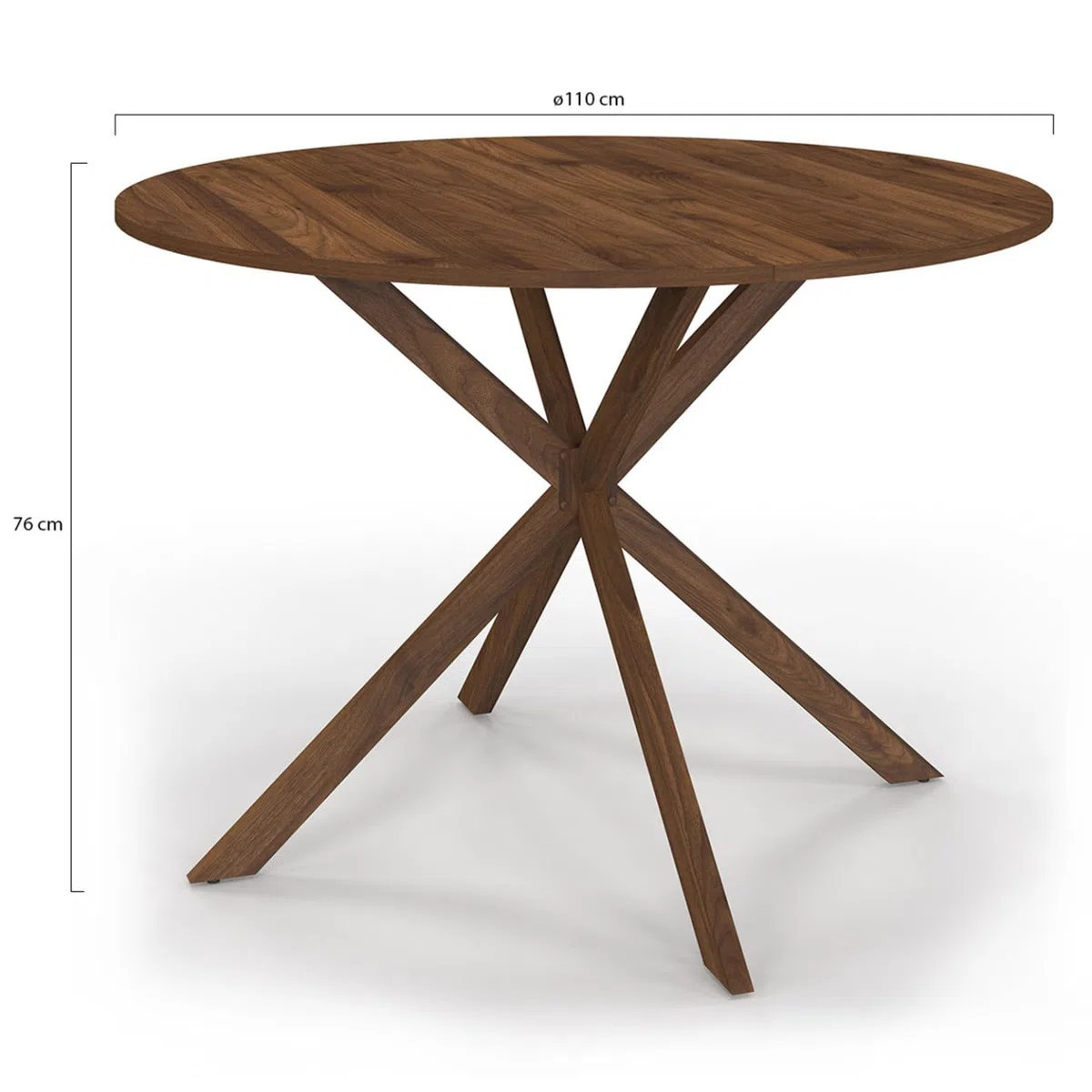 IDMarket - Table à Manger Ronde Alix 6 Personnes Pied araignée Noyer 110 cm