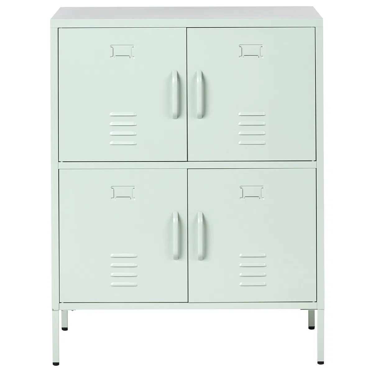 Beliani Armoire de Rangement Buffet Métallique à 4 Portes pour Bureau à Domicile Vert Menthe Holbeck