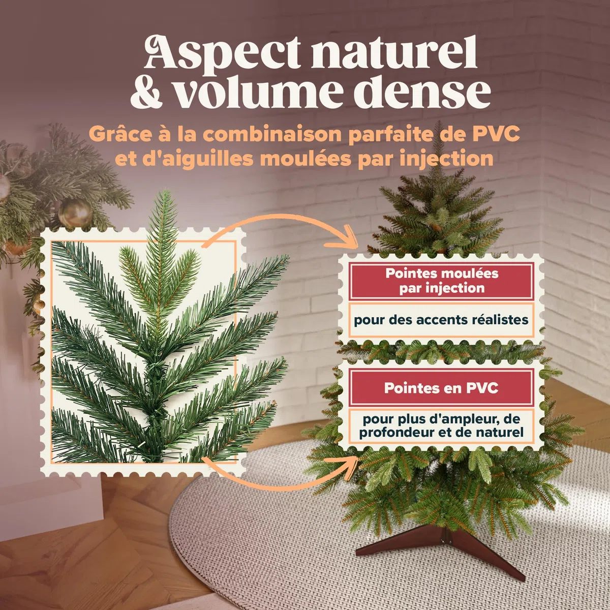 Sapin de Noël Artificiel Premium 90 cm - Gagnant du Test - Réalisme Exceptionnel, Branches épaisses, livré avec Support en Bois et Sac de Rangement – Pure Living