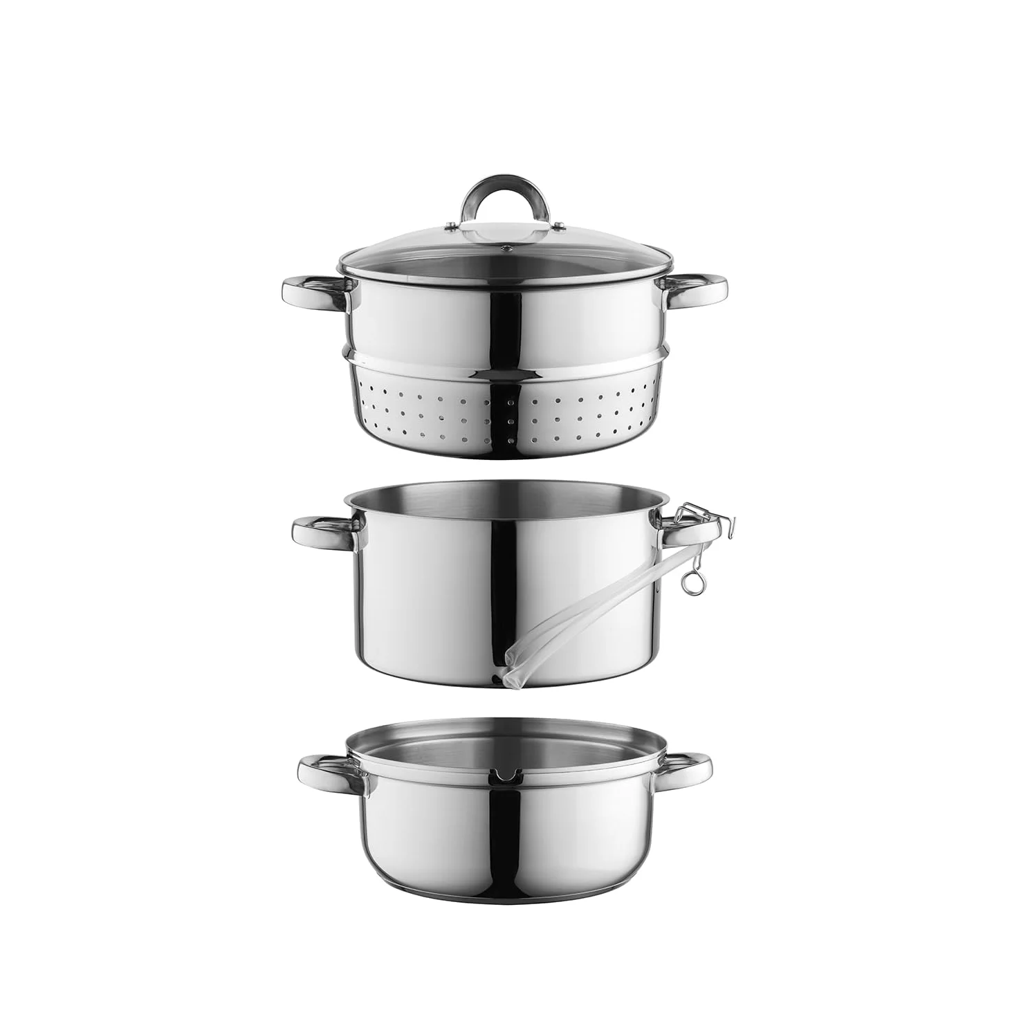 FLORINA Extracteur de Jus à Vapeur (7 l) I Extracteur à Vapeur en Acier Inoxydable FRUIT I Couvercle en Verre I Capacité de 10,5 l I Compatible avec Induction I Idéal pour le Jus de Fruits et Légumes
