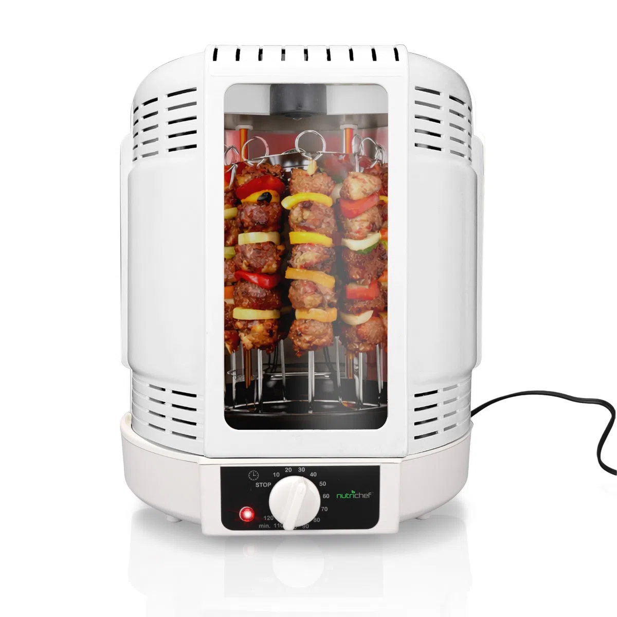 NutriChef Gril Vertical à Rôtissoire – Airfryer Électrique avec Broche Rotative | Mini-Four à Chaleur Tournante, Poulet, Viandes, Döner, Inclus Accessoires