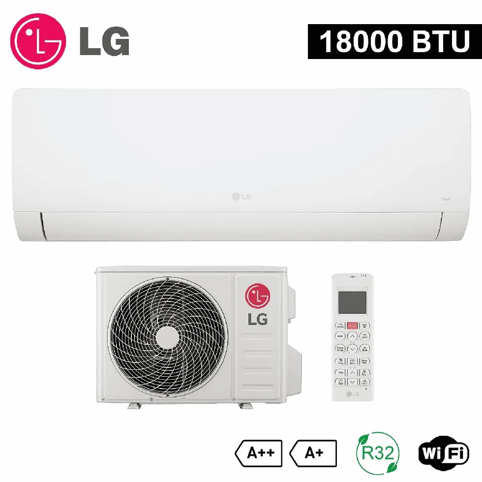 LG Climatiseur Mono Split 18 000 Btu Libero WZ18 (WZ18AWN.SNU1+WZ18AWU.SUU1), Climatiseur Inverter R32 A++/A+, Pompe à Chaleur WiFi, Blanc Mat